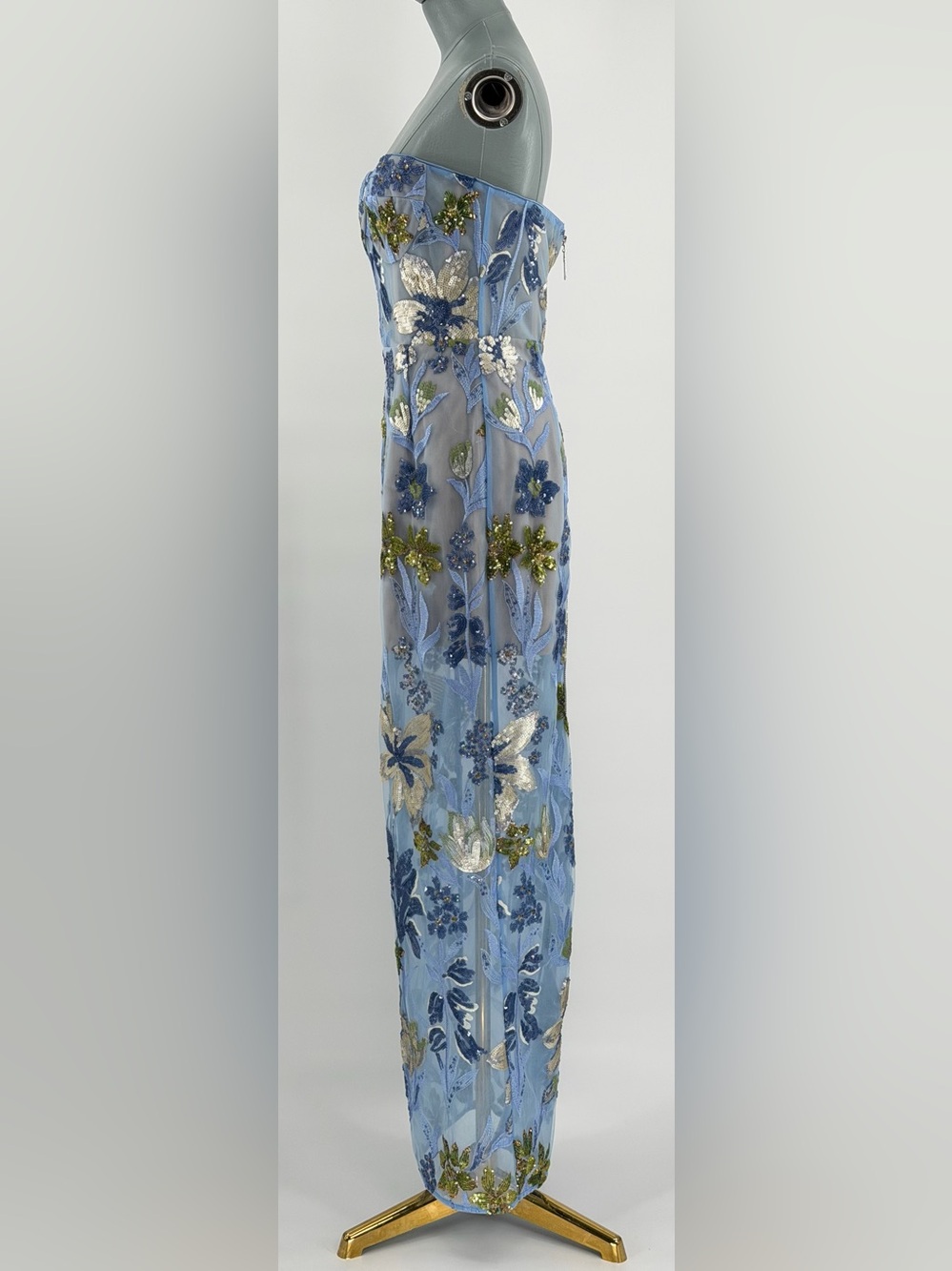 🆕 BRONX & BANCO 🧿 NWOT Dahlia Floral Gown, Baby Blue Multi Maxi - Sz M US 6 - Picture 6 of 17